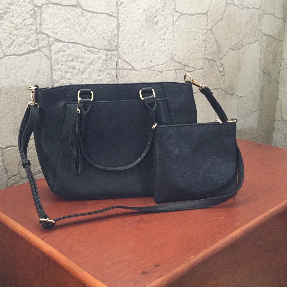 GH Bass Black Sofia satchel and small purse